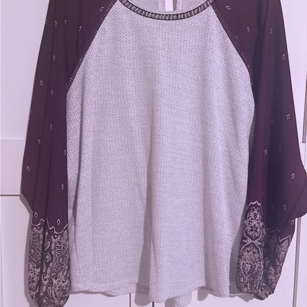 Maurices Maroon and White Textured Top